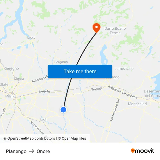 Pianengo to Onore map