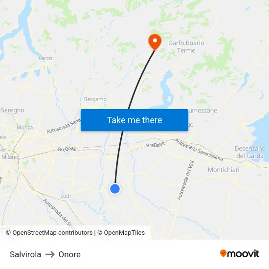 Salvirola to Onore map