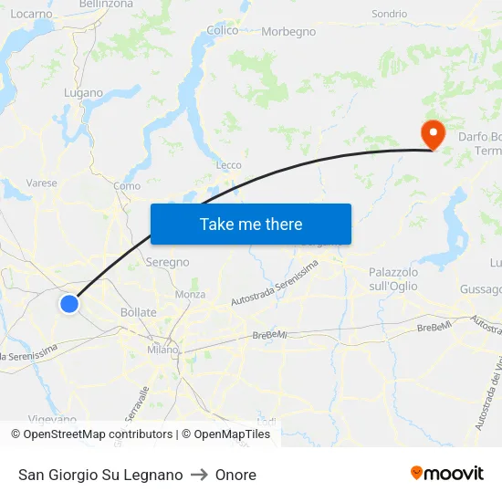 San Giorgio Su Legnano to Onore map