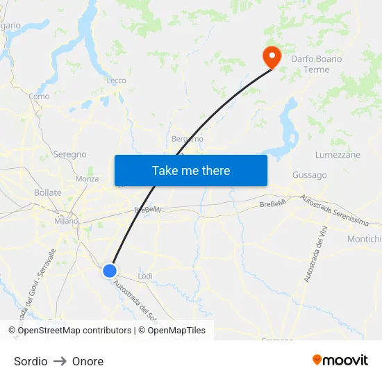 Sordio to Onore map