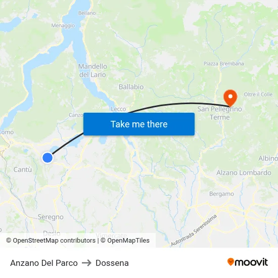 Anzano Del Parco to Dossena map
