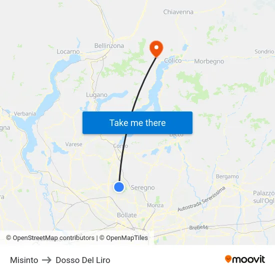Misinto to Dosso Del Liro map