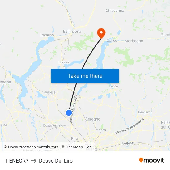 Fenegro to Dosso Del Liro map