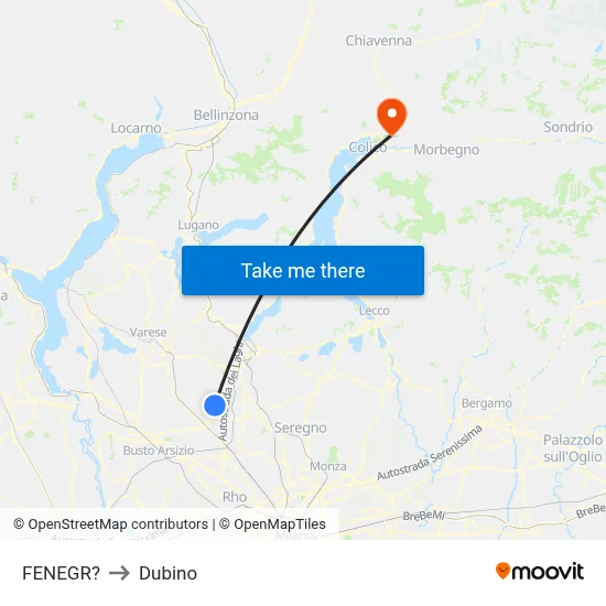 Fenegro to Dubino map