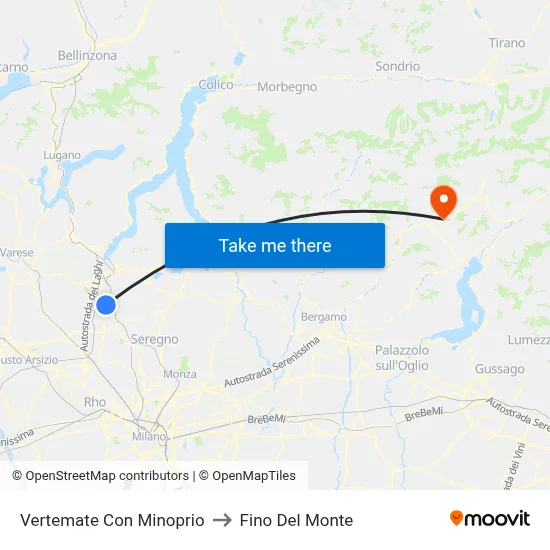 Vertemate Con Minoprio to Fino del Monte map