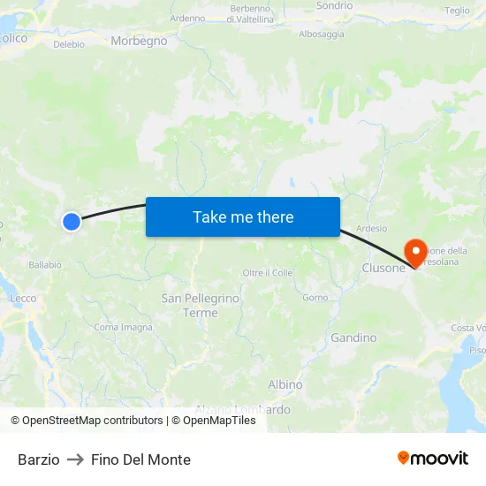 Barzio to Fino del Monte map