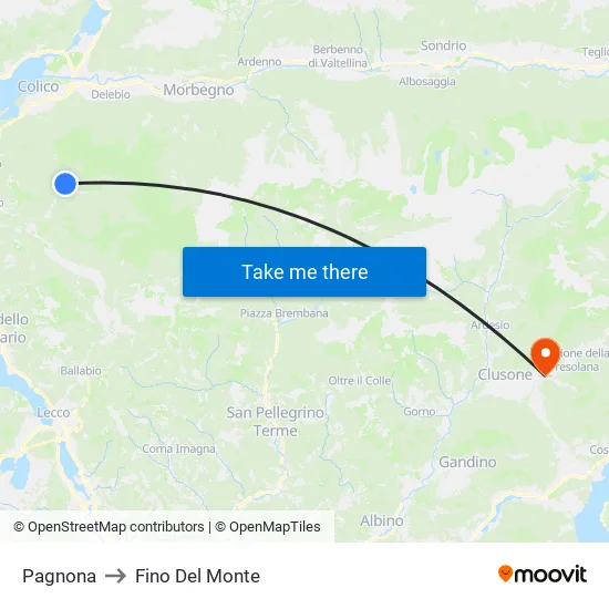 Pagnona to Fino del Monte map