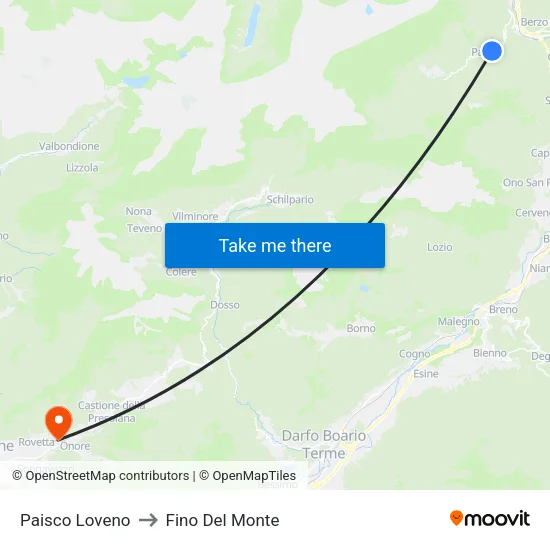 Paisco Loveno to Fino del Monte map
