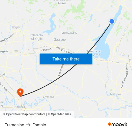 Tremosine to Fombio map