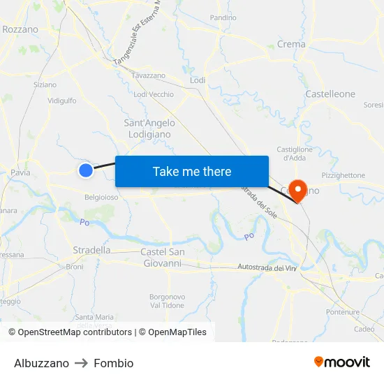 Albuzzano to Fombio map