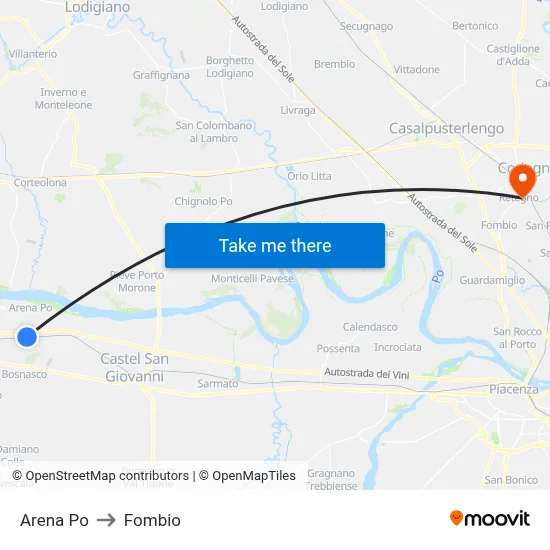 Arena Po to Fombio map