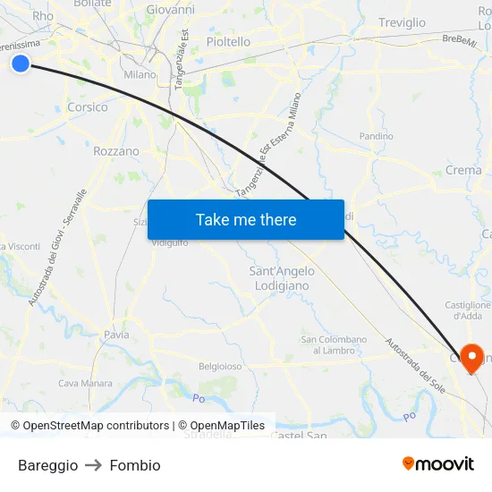 Bareggio to Fombio map