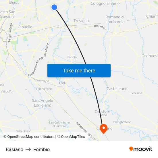 Basiano to Fombio map