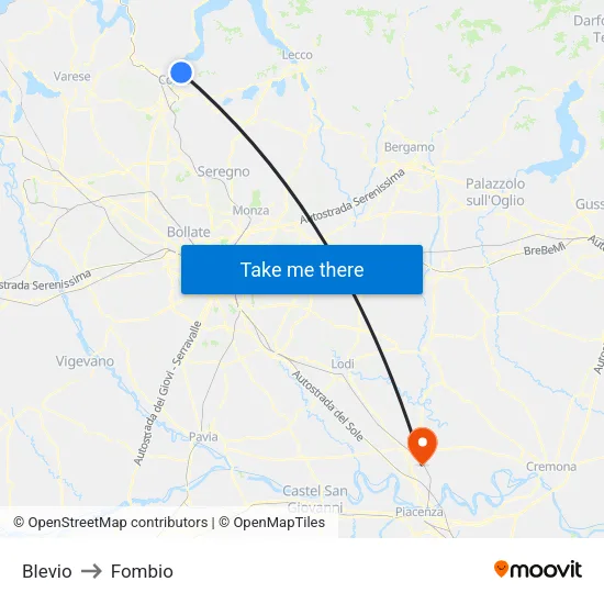 Blevio to Fombio map
