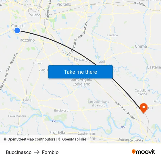 Buccinasco to Fombio map