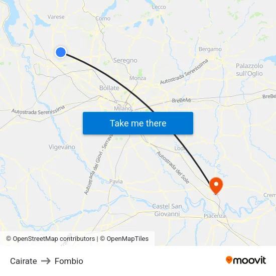 Cairate to Fombio map