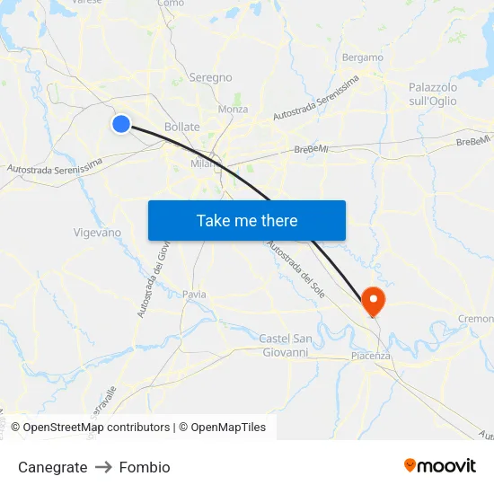 Canegrate to Fombio map