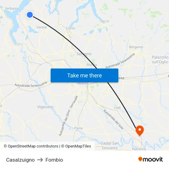 Casalzuigno to Fombio map