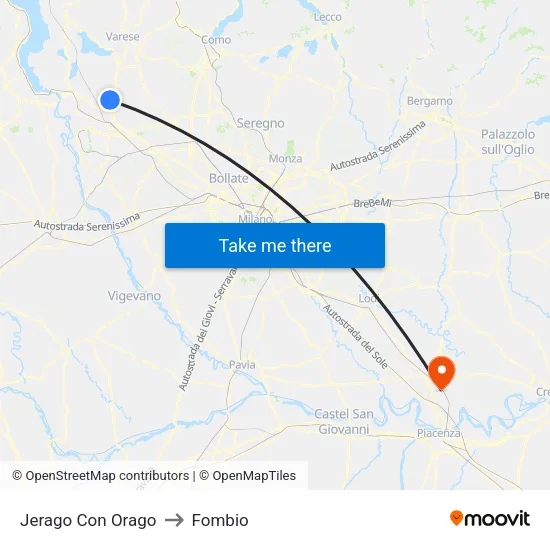 Jerago con Orago to Fombio map
