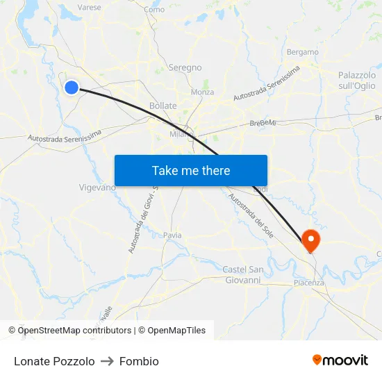 Lonate Pozzolo to Fombio map