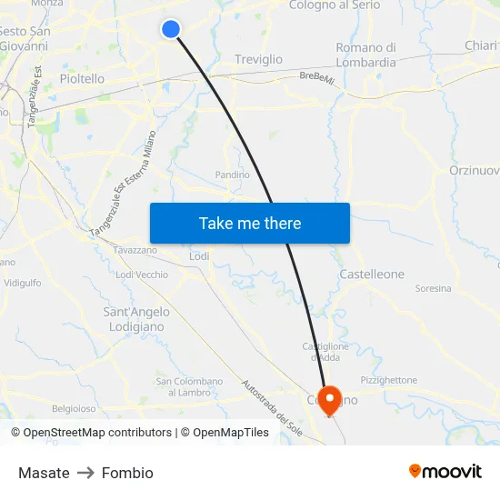 Masate to Fombio map