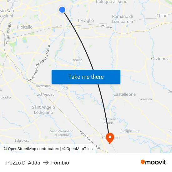 Pozzo D' Adda to Fombio map