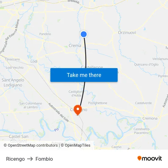 Ricengo to Fombio map