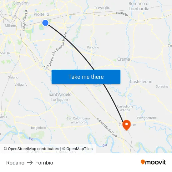 Rodano to Fombio map