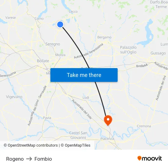 Rogeno to Fombio map