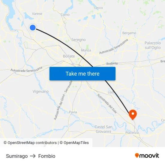 Sumirago to Fombio map