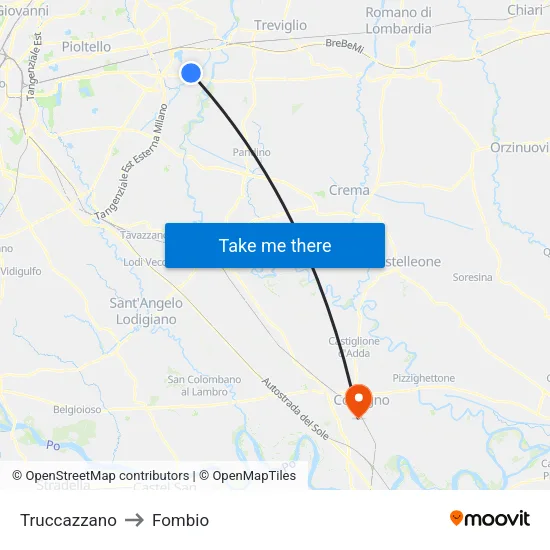 Truccazzano to Fombio map