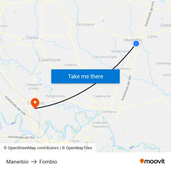 Manerbio to Fombio map