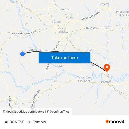 Albonese to Fombio map