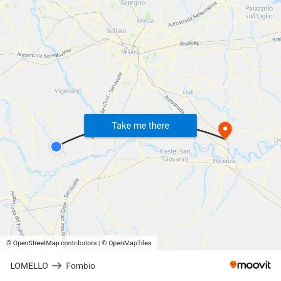 Lomello to Fombio map