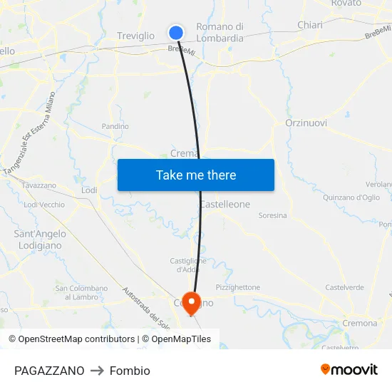 PAGAZZANO to Fombio map