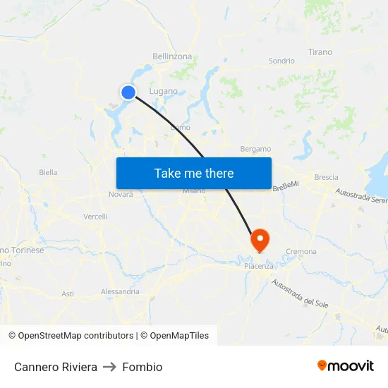 Cannero Riviera to Fombio map