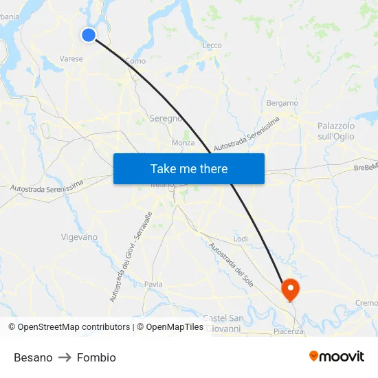 Besano to Fombio map