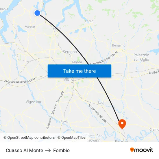 Cuasso Al Monte to Fombio map