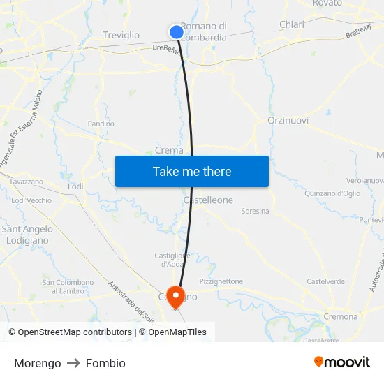 Morengo to Fombio map