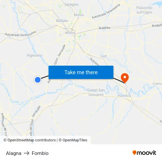 Alagna to Fombio map
