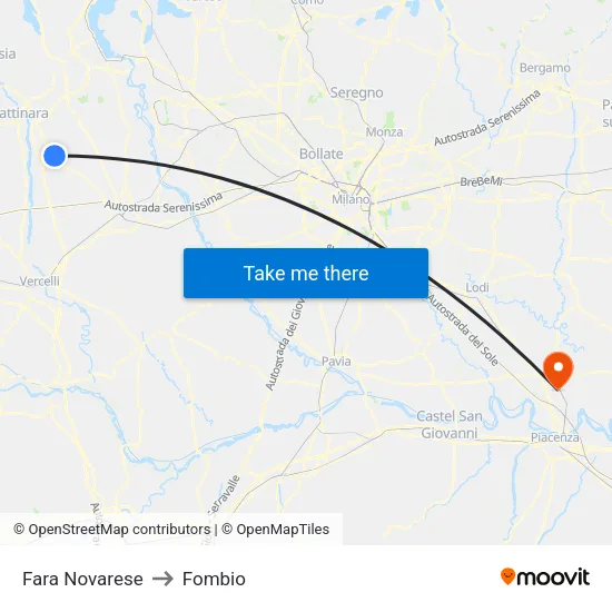 Fara Novarese to Fombio map