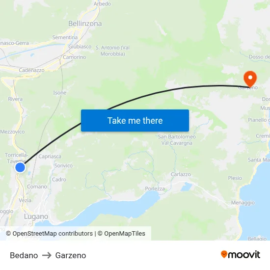 Bedano to Garzeno map