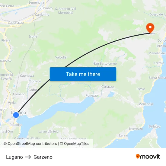 Lugano to Garzeno map