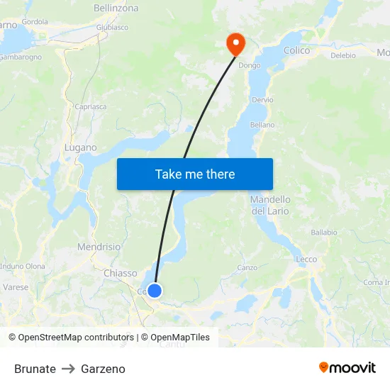 Brunate to Garzeno map