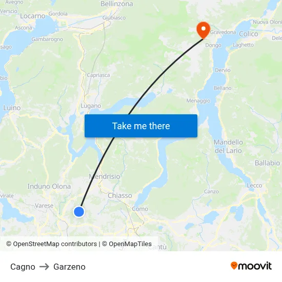 Cagno to Garzeno map