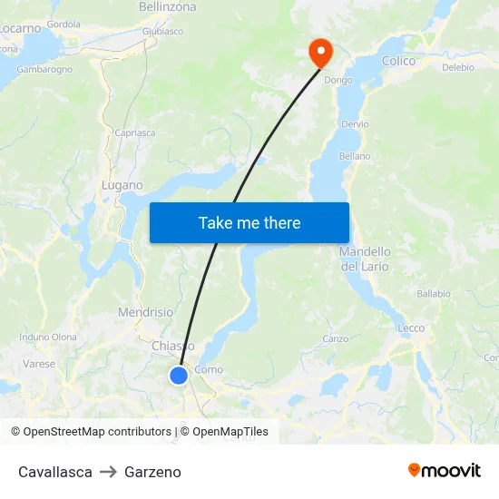 Cavallasca to Garzeno map