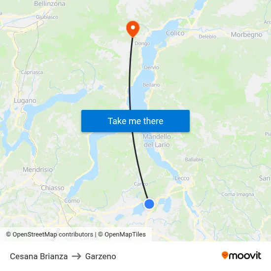 Cesana Brianza to Garzeno map