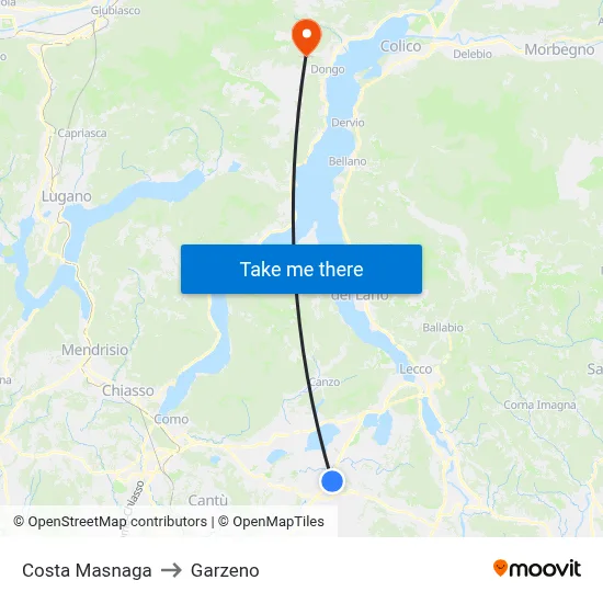 Costa Masnaga to Garzeno map