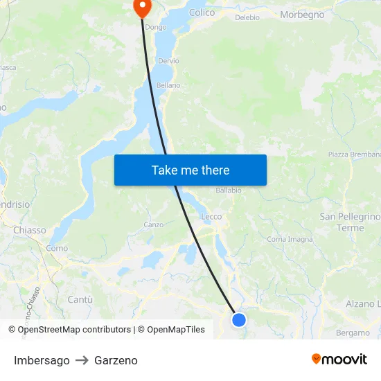 Imbersago to Garzeno map