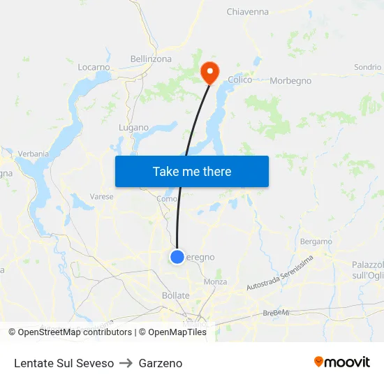 Lentate Sul Seveso to Garzeno map